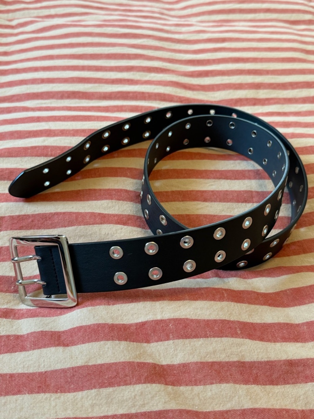 Target Black Grommet Belt with Silver Hardware